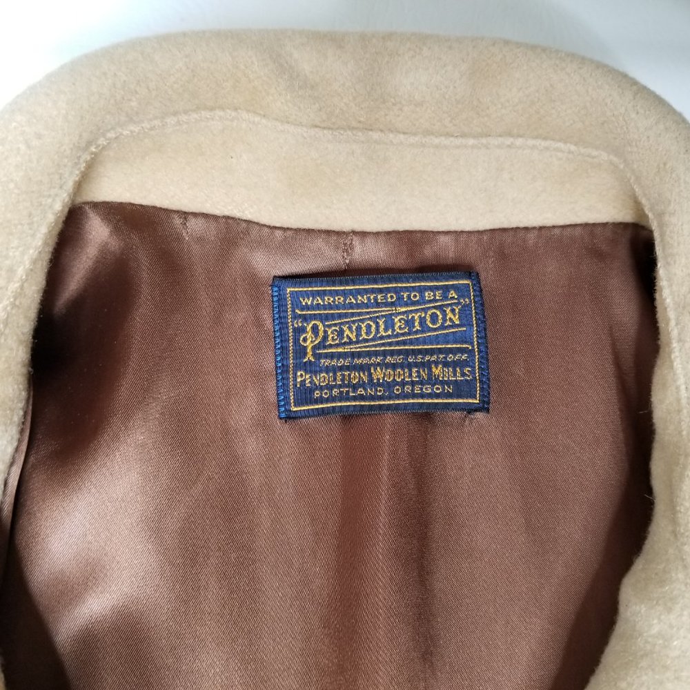 Pendleton Button Front Overcoat Long Jacket L Tan - image 4